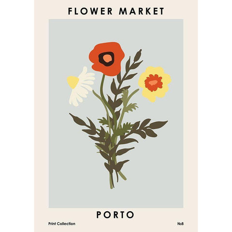 Flower Market Porto Gold Ornate Wood Framed Art Print with Double Matting by NKTN