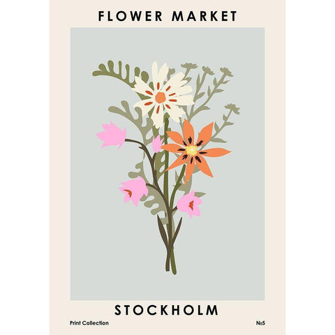 Flower Market Stockholm Black Modern Wood Framed Art Print with Double Matting by NKTN