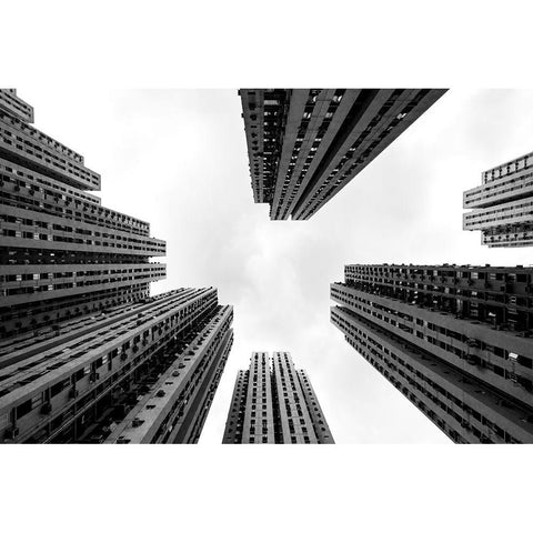 Urban Elements Black Modern Wood Framed Art Print with Double Matting by Makoto, Sasaki