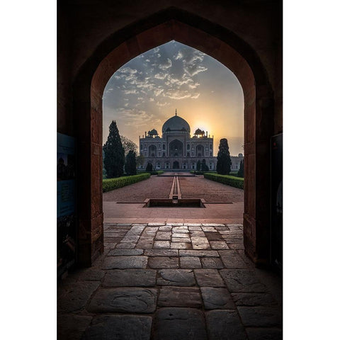 Humayun Tomb - Glowing Frame ! Black Modern Wood Framed Art Print by Palaniraman, Ramamurthi