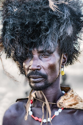 Man Of The Dassenech White Modern Wood Framed Art Print with Double Matting by Cole, Trevor