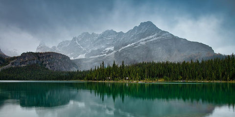 Lake O Hara Black Ornate Wood Framed Art Print with Double Matting by Lin, Ning