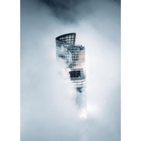 City On The Cloud Black Modern Wood Framed Art Print by Tien, Aron