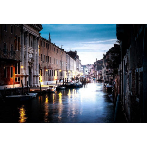 Venice night White Modern Wood Framed Art Print by Endo, Yoshikazu