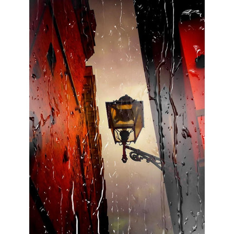 Street Light White Modern Wood Framed Art Print by Jasmine