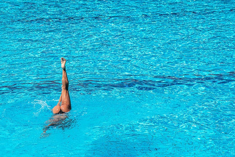 synchronised swimming practice White Modern Wood Framed Art Print with Double Matting by Wride, Linda