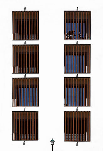 Between Bars. Black Ornate Wood Framed Art Print with Double Matting by Arjona, Elena