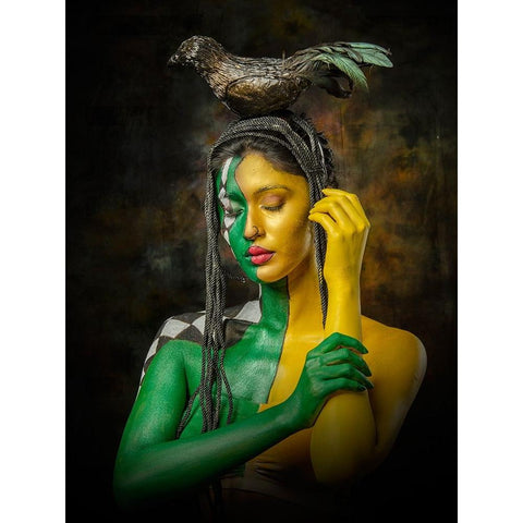 QUEEN OF BLACK MAGIC Black Modern Wood Framed Art Print by Bhattacharyya, Partha