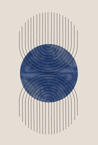 Perfect Point Blue White Modern Wood Framed Art Print with Double Matting by The Miuus Studio