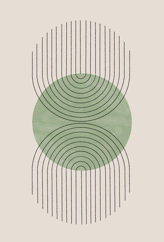 Perfect Point Green White Modern Wood Framed Art Print with Double Matting by The Miuus Studio