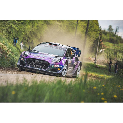 Ford Puma WRC Croatia Rallye 2022 White Modern Wood Framed Art Print by Bertok, Gabor