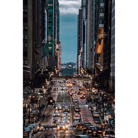 42th Street Gold Ornate Wood Framed Art Print with Double Matting by Wang, Gengchen