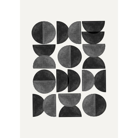 Mid Century-Geometric White Modern Wood Framed Art Print by The Miuus Studio