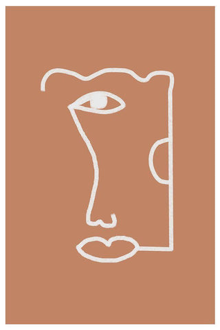 Abstract Head No2. White Modern Wood Framed Art Print with Double Matting by The Miuus Studio