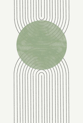 Green Moon No2. Black Ornate Wood Framed Art Print with Double Matting by The Miuus Studio