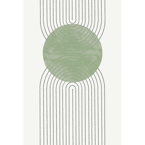Green Moon No2. White Modern Wood Framed Art Print by The Miuus Studio