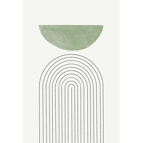 Green Moon No3. Gold Ornate Wood Framed Art Print with Double Matting by The Miuus Studio