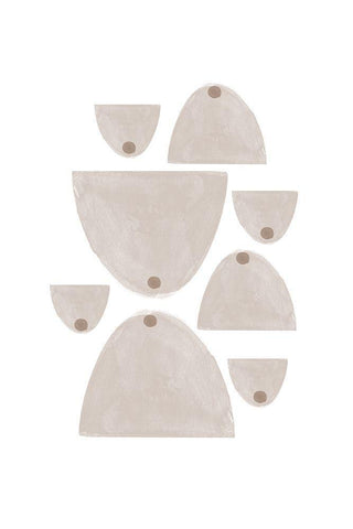 Soft Composition No3. White Modern Wood Framed Art Print with Double Matting by The Miuus Studio