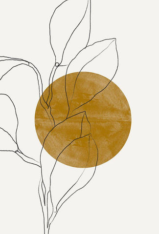 Plant and Sun White Modern Wood Framed Art Print with Double Matting by The Miuus Studio