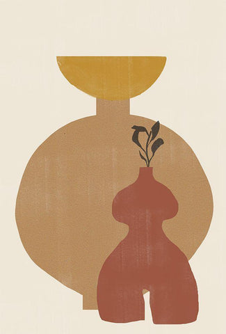 Vase No10. White Modern Wood Framed Art Print with Double Matting by The Miuus Studio