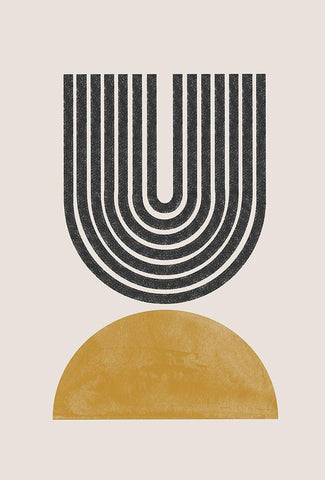 Mid Century Modern No1. White Modern Wood Framed Art Print with Double Matting by The Miuus Studio