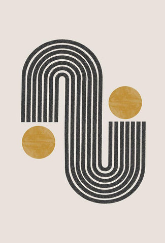 Mid Century No3. White Modern Wood Framed Art Print with Double Matting by The Miuus Studio