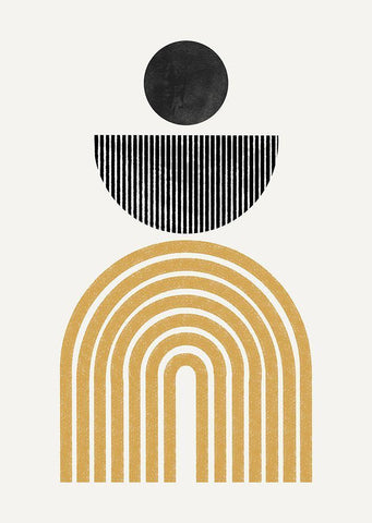 Midcentury Composition White Modern Wood Framed Art Print with Double Matting by The Miuus Studio