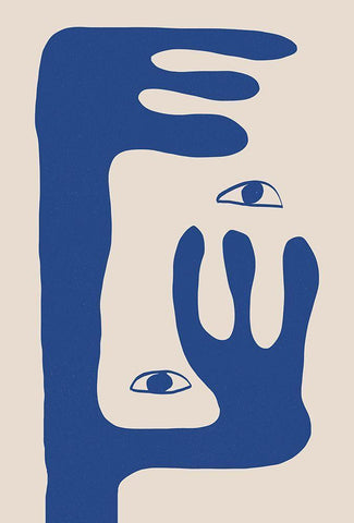 Abstract Face No1. Black Ornate Wood Framed Art Print with Double Matting by The Miuus Studio