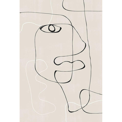 Abstract Face No1. White Modern Wood Framed Art Print by The Miuus Studio