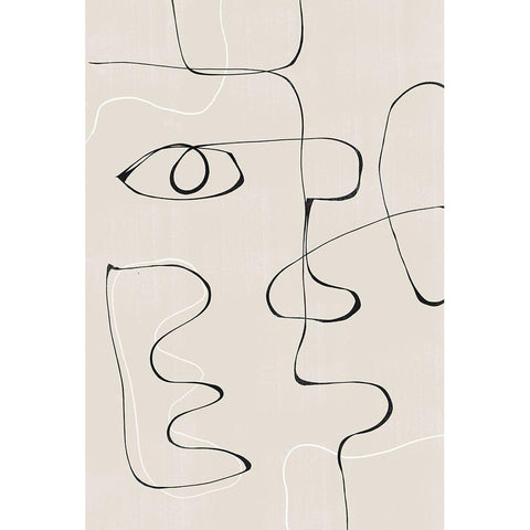 Abstract Face No2. White Modern Wood Framed Art Print by The Miuus Studio