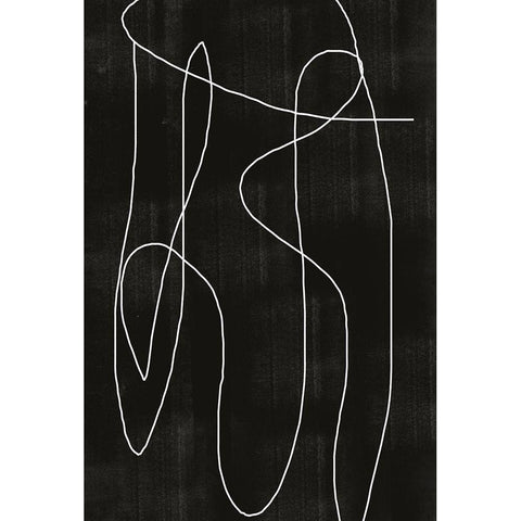 Abstract Line No2. Black Modern Wood Framed Art Print with Double Matting by The Miuus Studio