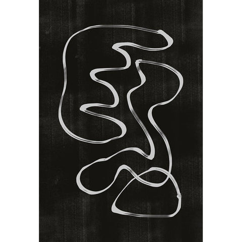 Abstract Line No3. Black Modern Wood Framed Art Print with Double Matting by The Miuus Studio