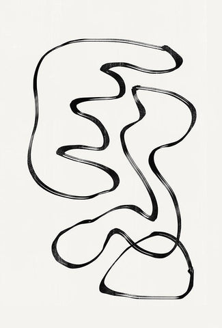 Abstract Line No4. Black Ornate Wood Framed Art Print with Double Matting by The Miuus Studio