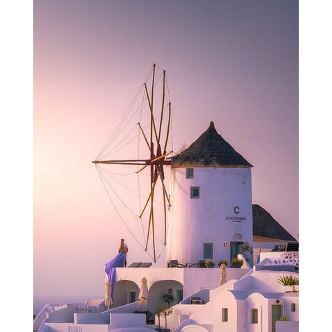 Santorini Weddings White Modern Wood Framed Art Print by Mathur, Sandeep