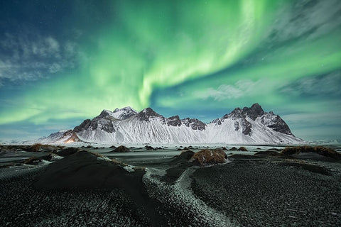 Stokksnes Aurora Black Ornate Wood Framed Art Print with Double Matting by Alicke, Bjoern