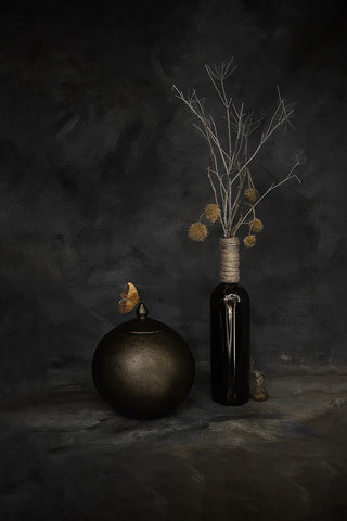 In a Dark Corner Black Ornate Wood Framed Art Print with Double Matting by Kiral, Cicek