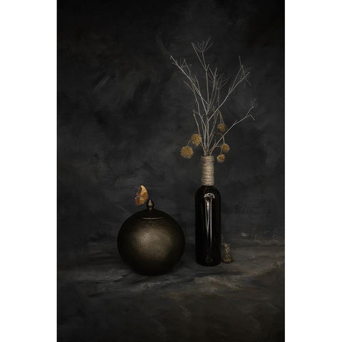 In a Dark Corner Black Modern Wood Framed Art Print by Kiral, Cicek