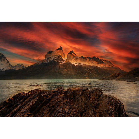 Mountain color Gold Ornate Wood Framed Art Print with Double Matting by Su, Yuan