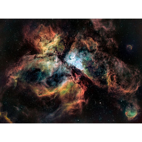 Carina Nebula Gold Ornate Wood Framed Art Print with Double Matting by TaranSohal