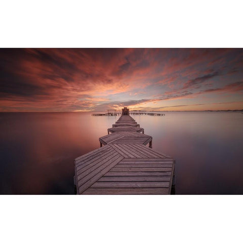 Amanecer en el balneario Black Modern Wood Framed Art Print by Tobarra Narro, Doroteo