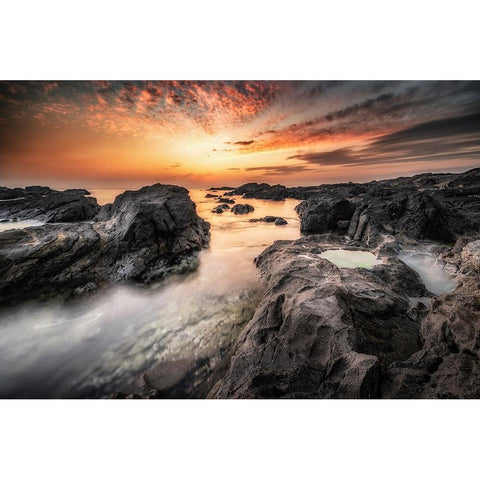 Eden of the rocks Black Modern Wood Framed Art Print with Double Matting by Suzuki, Daiki