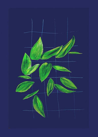 Grid leaves 1 White Modern Wood Framed Art Print with Double Matting by Woelders, Tania Sloth