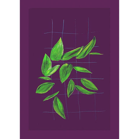Grid leaves 2 Black Modern Wood Framed Art Print with Double Matting by Woelders, Tania Sloth