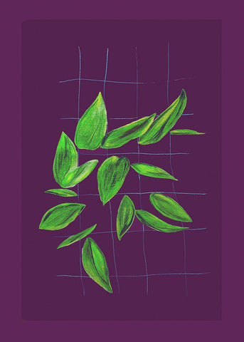Grid leaves 2 Black Ornate Wood Framed Art Print with Double Matting by Woelders, Tania Sloth