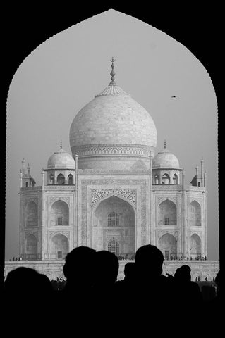 First sight of the Taj Mahal White Modern Wood Framed Art Print with Double Matting by Raif, Joshua