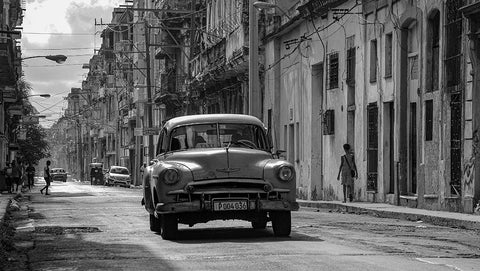 Havana in Black a White White Modern Wood Framed Art Print with Double Matting by Einhorn, Itzik