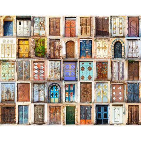 The 45 Doors Black Modern Wood Framed Art Print with Double Matting by Turkistani, Hanaa