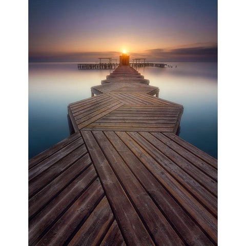 Palkway in the sun Black Modern Wood Framed Art Print by Lopez, Bartolome