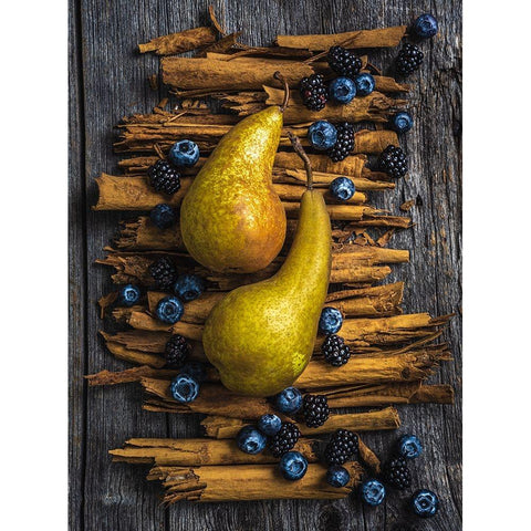 Pears and cinammon White Modern Wood Framed Art Print by Shapiro, Alan