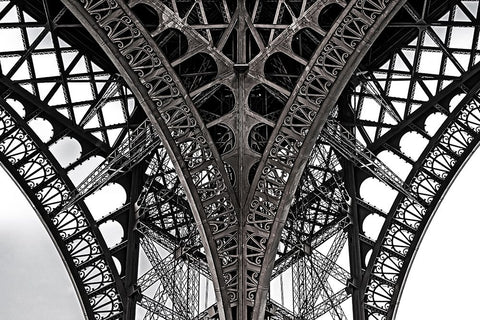 Paris Eiffel II White Modern Wood Framed Art Print with Double Matting by Philippe, Laruelle